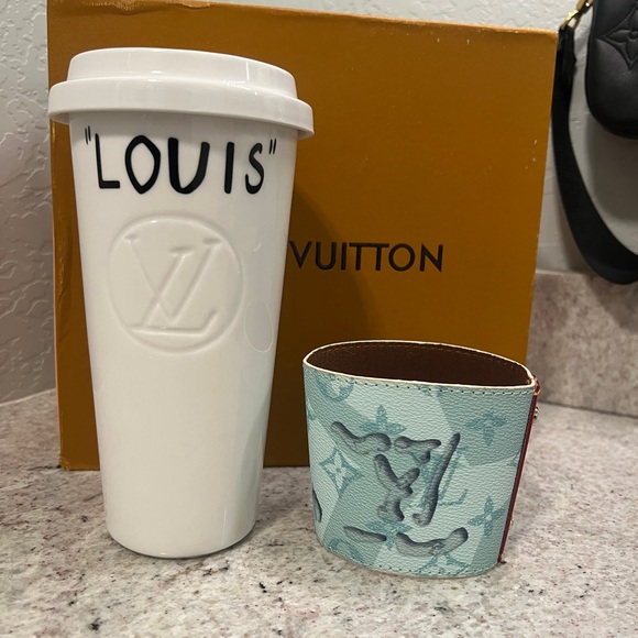 Louis Vuitton Travel Mug with Blue Monogram Sleeve - Picture 2 of 5